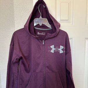 Under Armour Cold Gear Loose Fit Full Zip Hoodie Sweatshirt- Maroon -Youth Large